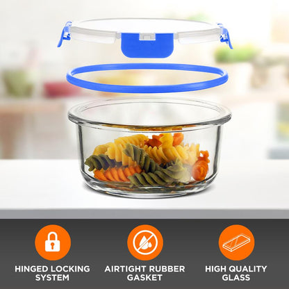 24-Piece Glass Storage Set, Leak-Proof, High Borosilicate, Blue