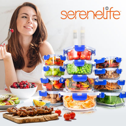 24-Piece Glass Storage Set, Leak-Proof, High Borosilicate, Blue
