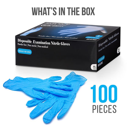 Disposable Nitrile Gloves 100 Pcs - Puncture Resistant, Extra Large
