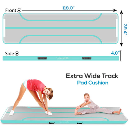 Inflatable Gymnastics Mat 10FT - Bouncy, Waterproof, Durable, with Pump