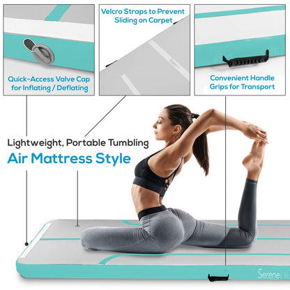 Inflatable Gymnastics Mat 10FT - Bouncy, Waterproof, Durable, with Pump