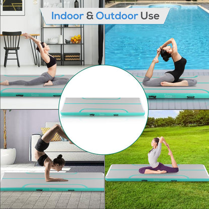 Inflatable Gymnastics Mat 10FT - Bouncy, Waterproof, Durable, with Pump