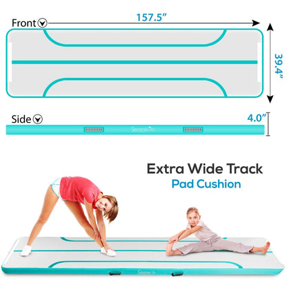 Inflatable Gymnastics Mat 13ft - Bouncy, Durable, Aquamarine