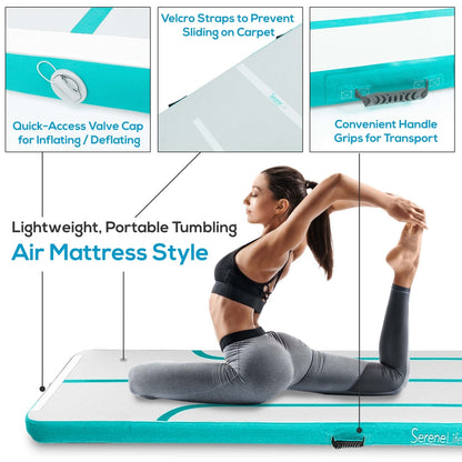 Inflatable Gymnastics Mat 13ft - Bouncy, Durable, Aquamarine