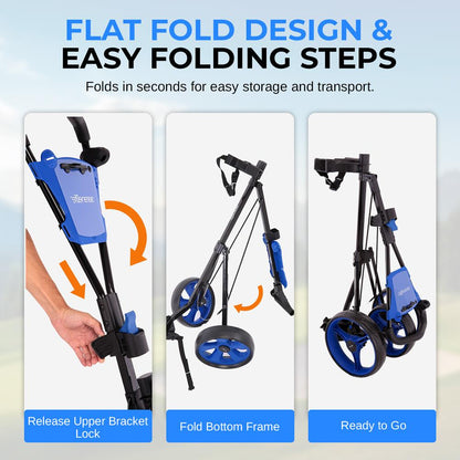 Foldable 3-Wheel Golf Cart, Easy Storage, Steel Frame, Quick Brake