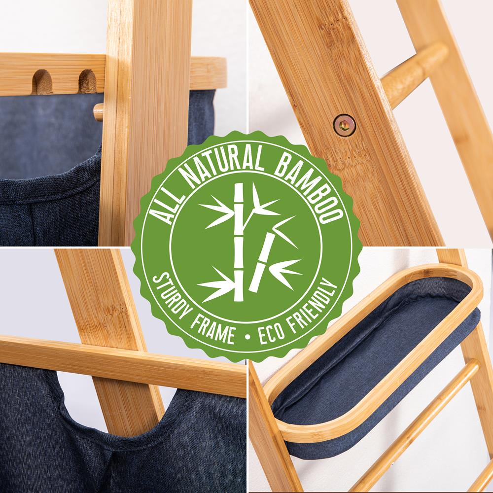 product image number 4 for SereneLife Bamboo Leaning Shelf With Storage Hamper