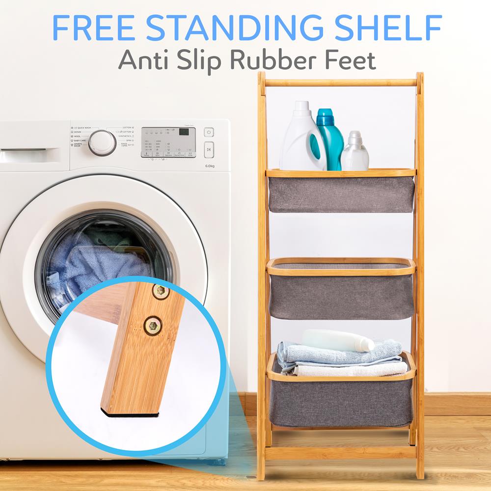 product image number 2 for SereneLife Bamboo Shelf With Storage Hamper