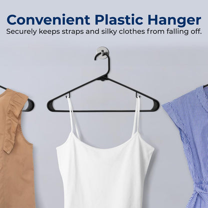 Plastic Hangers 10 Pack - Space-Saving, Non-Slip, Ultra-Thin, Black