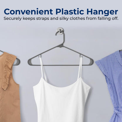 10 Pack Plastic Hangers, Space-Saving, Non-Slip, 360¬∞ Swivel Hook, Gray