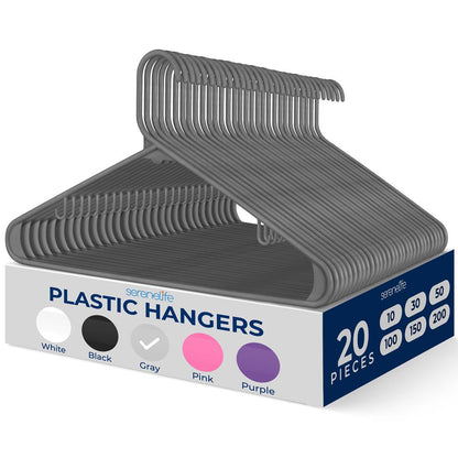 20 Pack Plastic Hangers, Space-Saving, Non-Slip, 360¬∞ Swivel Hook, Gray