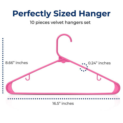 10 Pack Non-Slip Plastic Hangers, Space-Saving, 360¬∞ Swivel Hook, Pink