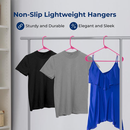 10 Pack Non-Slip Plastic Hangers, Space-Saving, 360¬∞ Swivel Hook, Pink