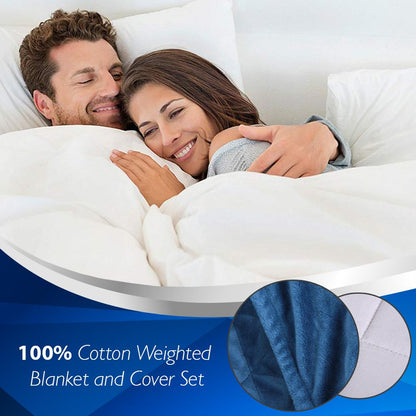 Weighted Blanket 20 lbs for Better Sleep, Glass Beads, Navy Blue