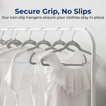 Velvet Hangers 20-Pack, Non-Slip, Space-Saving, 360¬∞ Swivel Hook, Gray