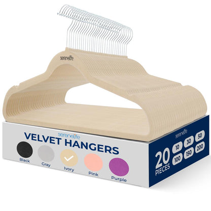 20 Pack Velvet Hangers - Non-Slip, Space-Saving, 360¬∞ Swivel, Ivory