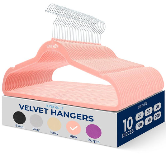 10-Pack Velvet Hangers Non-Slip Space-Saving 360¬∞ Swivel Hook Pink