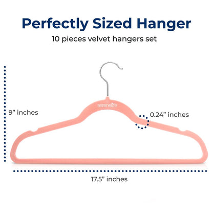 10-Pack Velvet Hangers Non-Slip Space-Saving 360¬∞ Swivel Hook Pink