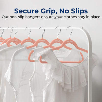 10-Pack Velvet Hangers Non-Slip Space-Saving 360¬∞ Swivel Hook Pink