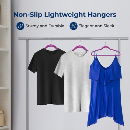 Velvet Hangers 10-Pack, Non-Slip, 360¬∞ Swivel Hook, Space-Saving, Purple