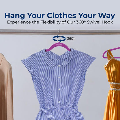 Velvet Hangers 20-Pack, Non-Slip, Space-Saving, 360¬∞ Swivel Hook, Purple