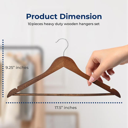 10-Pack Vintage Wooden Hangers - Space-Saving, 360¬∞ Swivel Hook