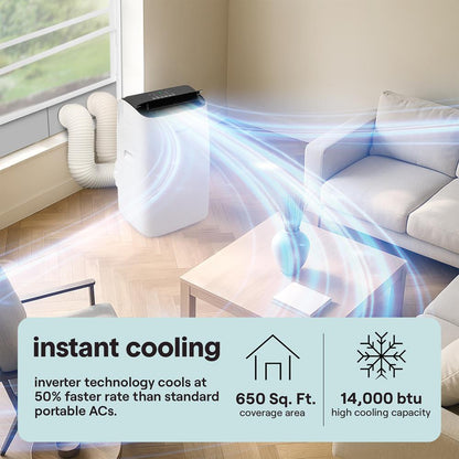 Portable Inverter AC 10300 BTU WiFi Quiet Cooling/Heating White