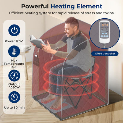 Portable Infrared Sauna for Home Detox, Heated Foot Pad, Gray