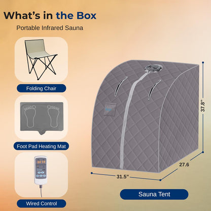 Portable Infrared Sauna for Home Detox, Heated Foot Pad, Gray
