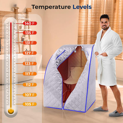 Portable Infrared Sauna for Detox, 1050W Heated Foot Pad, Silver