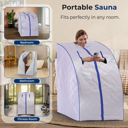 Portable Infrared Sauna for Detox, 1050W Heated Foot Pad, Silver