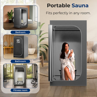 Portable Home Sauna for Relaxation, 1600W, Foldable Chair, Steam Gray