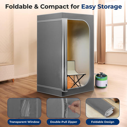 Portable Home Sauna for Relaxation, 1600W, Foldable Chair, Steam Gray