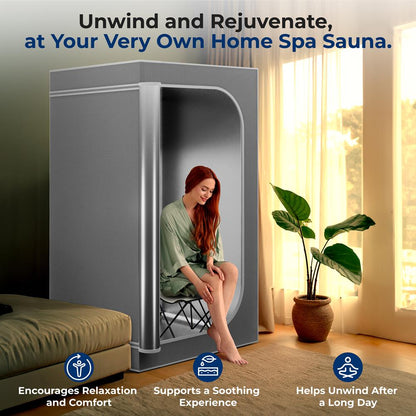 Portable Home Sauna for Relaxation, 1600W, Foldable Chair, Steam Gray