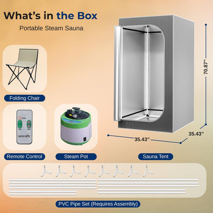 Portable Home Sauna for Relaxation, 1600W, Foldable Chair, Steam Gray