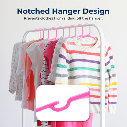 60-Pack Non-Slip Kids Hangers, Space-Saving, Durable Plastic, Pink