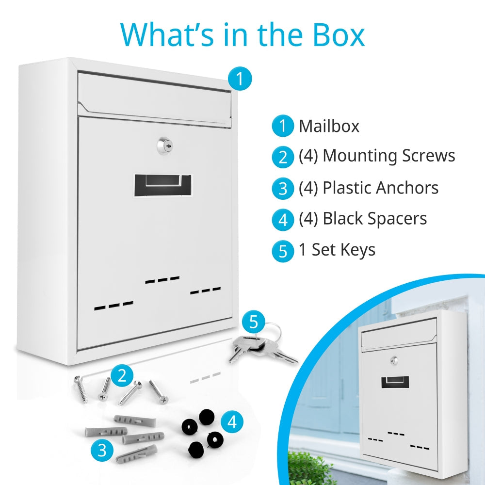 product image number 7 for SereneLife Wall Mount Locking Mailbox
