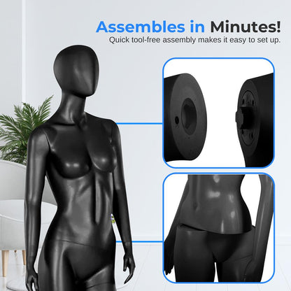 Buste de mannequin féminin, visage réaliste, membres flexibles, 68,9" 