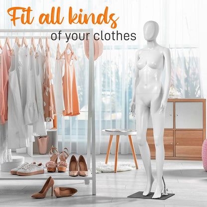 Forme de mannequin femme, tête réglable à 360°∞, PP durable, 68,9" 
