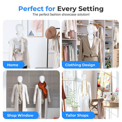 Female Mannequin Dress Form - Realistic, Adjustable, Durable Metal Base