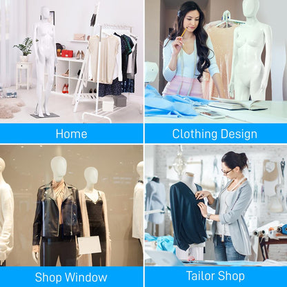 Forme de mannequin femme, tête réglable à 360°∞, PP durable, 68,9" 