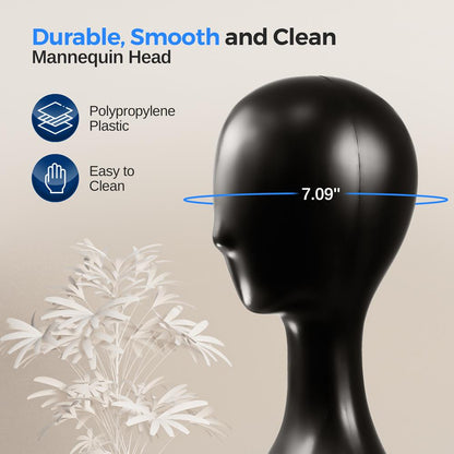 Mannequin Head for Styling & Display, Durable PP Material