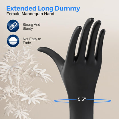 Jewelry Display Hand Holder, Elegant 18.5" Mannequin, Sturdy PP+Metal