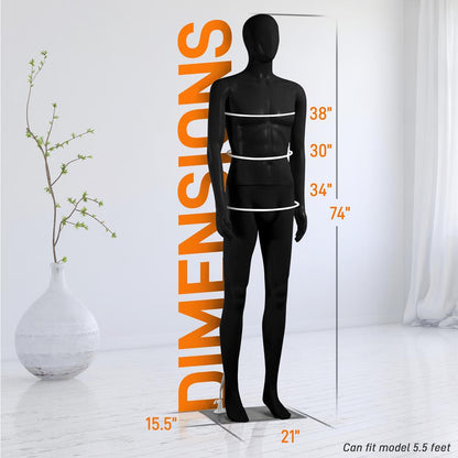 Male Mannequin 73" Adjustable Head Flexible Limbs Detachable Design