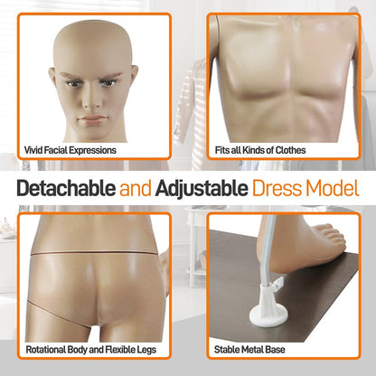 product image number 3 for SereneLife Male Torso Dress Form Mannequin