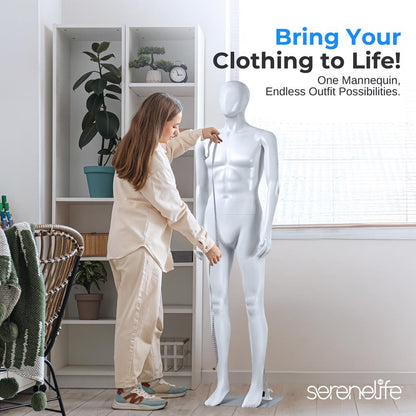 Mannequin homme corps entier, membres réglables, base métallique durable 