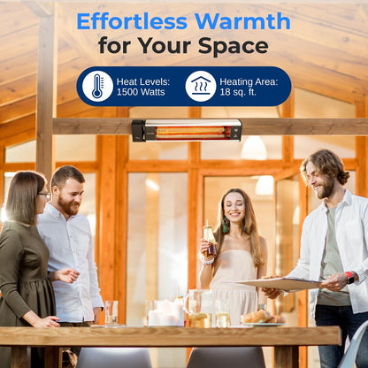 Infrared Patio Heater, Efficient 1500W, Aluminum, Remote Control