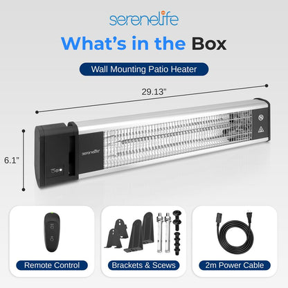 Infrared Patio Heater, Efficient 1500W, Aluminum, Remote Control