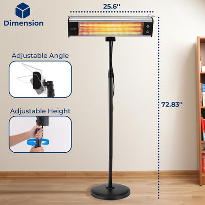 Infrared Patio Heater 1500W Efficient Carbon Fiber Remote Control