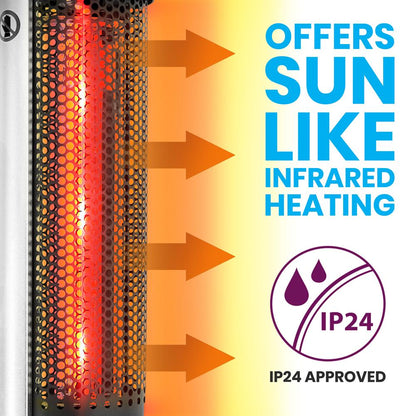 Infrared Patio Heater, Efficient 1500W, Aluminum Frame, Remote Control