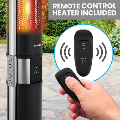 Infrared Patio Heater, Efficient 1500W, Aluminum Frame, Remote Control